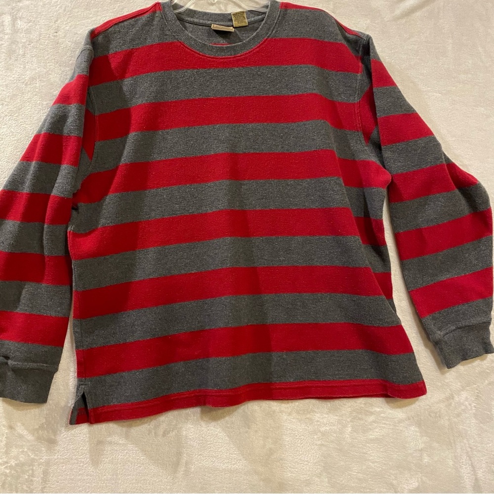LL Bean Shirt Men’s XL Wine Gray Crewneck Long Sleeve Cotton